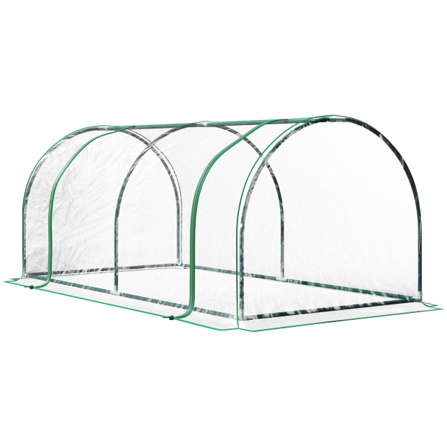 Outsunny Greenhouse Tunnel από ατσάλι και με κάλυμμα PVC, 200x100x80 cm, διαφανές και πράσινο 845-305V02