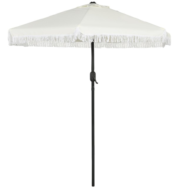 Outsunny Tilting Garden Umbrella 2,3x2,2m με κεντρικό κοντάρι και μανιβέλα, κρέμα