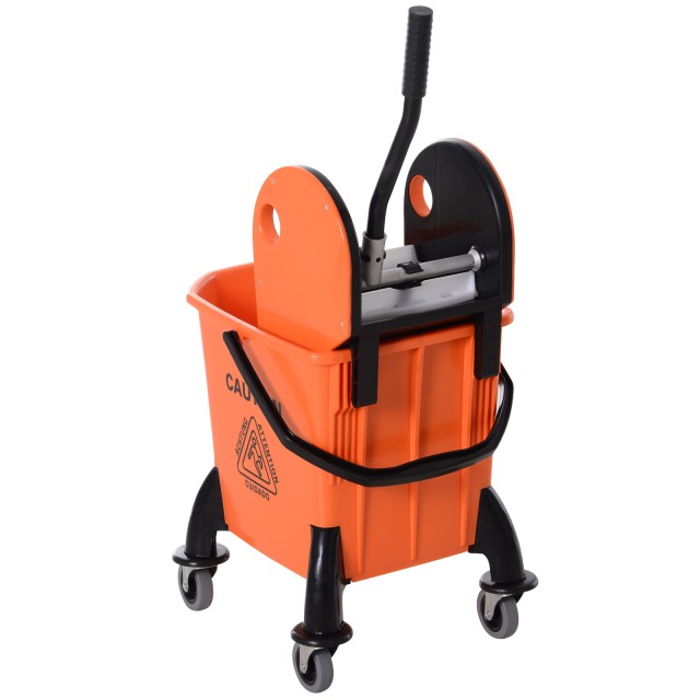 Homcom Professional Cleaning Cart with αφαιρούμενο Wringer και ρόδες, πορτοκαλί