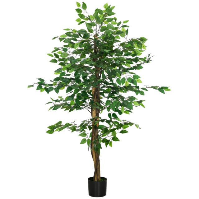 HOMCOM Τεχνητό Φυτό Ficus Ύψος 150 cm για χρήση σε εσωτερικούς και εξωτερικούς χώρους με περιλαμβάνεται γλάστρα 830-799V00GN