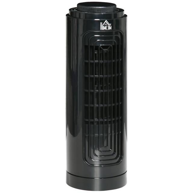 HOMCOM Column Fan Oscillating 3 Speeds and Low Noise, σε ABS και Χάλκινο, Ø11x32,5 cm, Μαύρο