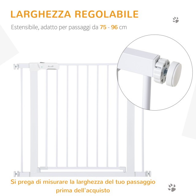 PawHut Dog Safety Gate, Push-Fit Ρυθμιζόμενο Πλάτος 75-96cm