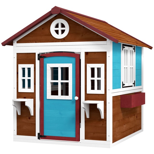 Outsunny Playhouse για παιδιά 3-8 ετών με επικλινή στέγη, γλάστρες και ζαρντινιέρες, σε ξύλο ελάτης, 114x126,4x135 cm 345-027V00DR