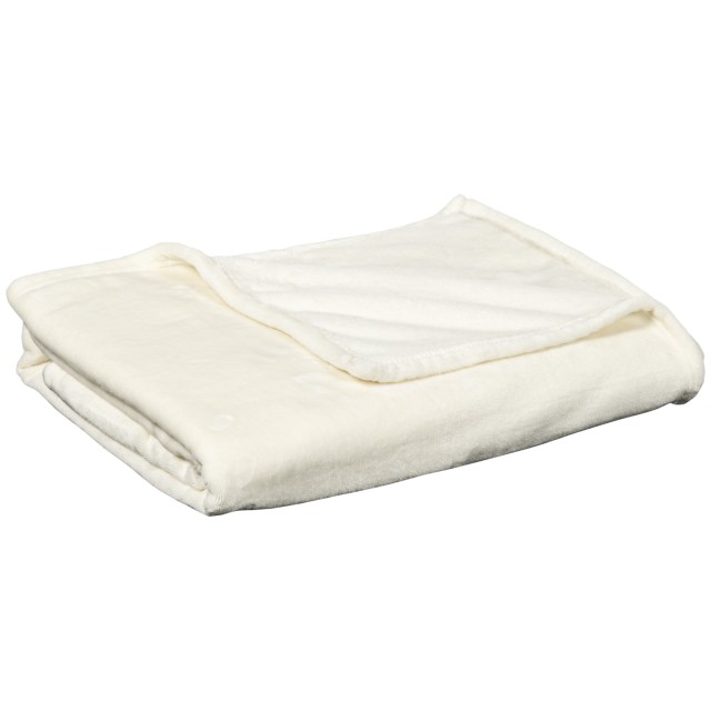 HOMCOM Flannel Blanket 330 GSM Reversible για εσωτερική και εξωτερική χρήση, 203x152x0,5 cm, Κρεμ Λευκό