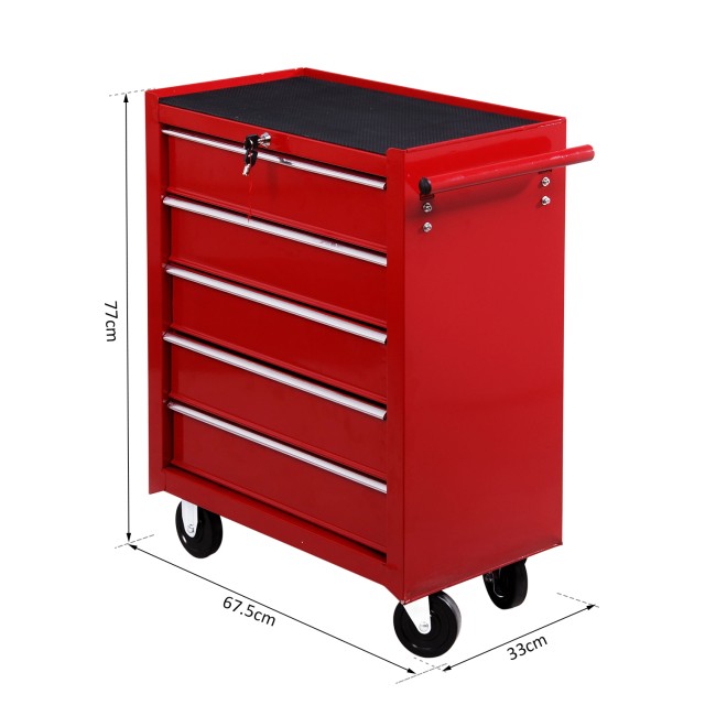 HomCom Trolley Toolbox for workshop, κόκκινο, 67,5x33x77cm E2-0004