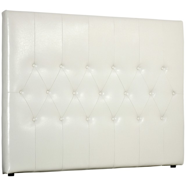 HOMCOM Κεφαλάρι για Διπλό Κρεβάτι σε PU, Επενδυμένο και Καπιτονέ με Κουμπιά, 160x120cm - Λευκό