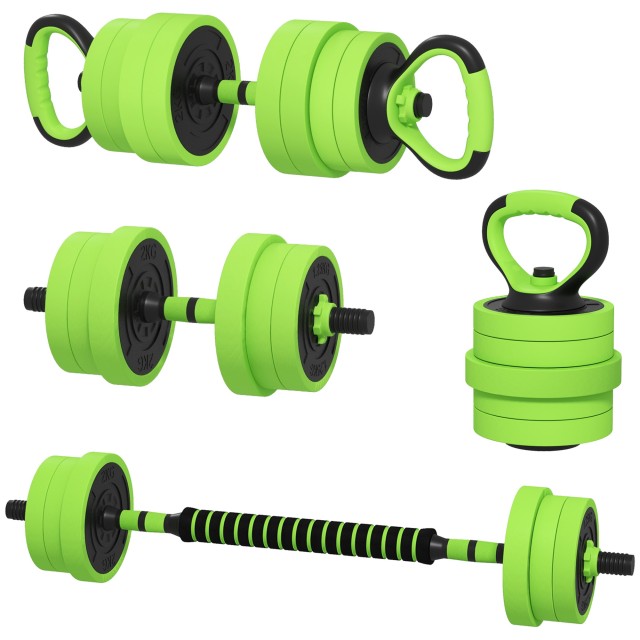 SPORTNOW Gym Weights Set 4 σε 1 από το σύνολο 40 κιλών, που μπορεί να χρησιμοποιηθεί ως Kettlebells, Dumbbells και Barbells