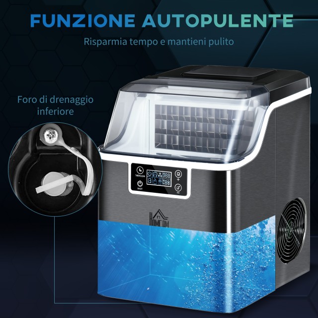 Ice Maker 20 kg σε 24 ώρες, 24 κύβοι σε 14-18 λεπτά και σύστημα αυτοκαθαρισμού, μαύρο 800-139V90BK