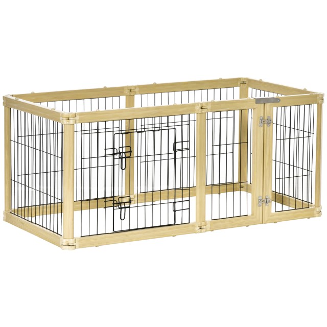 PawHut Dog Box, Pet Run, 6 πάνελ με πόρτα και διπλά μάνδαλα, 70x62cm D06-126ND