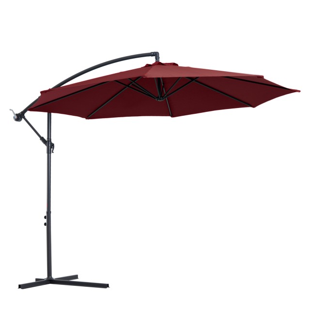 Outsunny Outsunny Outdoor Parasol Ατσάλινο και Πολυεστερικό Πλαίσιο Αδιάβροχο Anti-UV Φ300x250cm, Σκούρο Κόκκινο