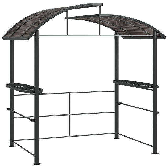 Outsunny Gazebo για μπάρμπεκιου με στέγη και 2 ράφια αποθήκευσης, σε μέταλλο και υπολογιστή, 240x150x230cm, Σκούρο Γκρι 84C-237V01CG