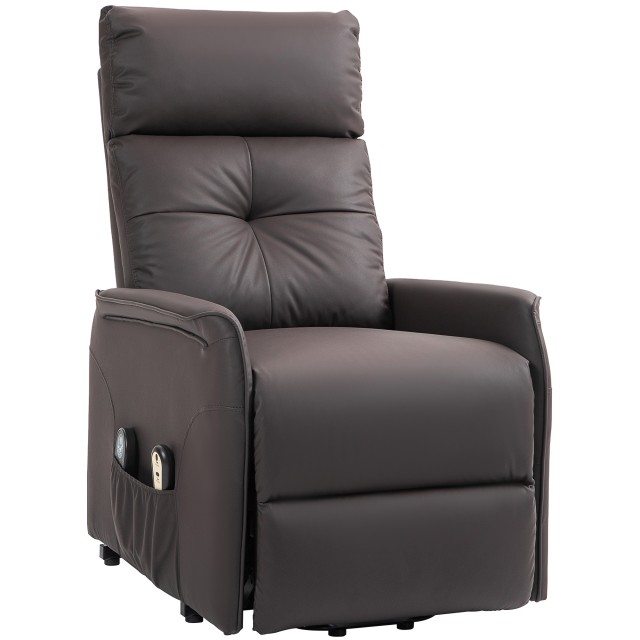 HOMCOM Relaxation Lift and Recliner Πολυθρόνα με 8 Σημεία Μασάζ και Θέρμανση, 2 Τηλεχειριστήρια, Καφέ