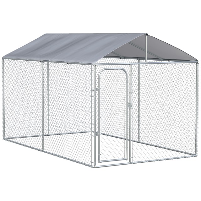 PawHut Metal Dog Kennel με υφασμάτινο κουβούκλιο Oxford και πόρτα κλειδώματος, 400x230x232 cm