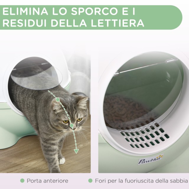 PawHut Litter Cat 4kg max με PP και PC Scoop, 53x51x48cm, Λευκό και Πράσινο D31-081V00GN