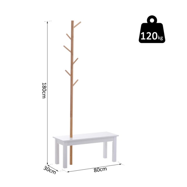 Ξύλινος Καλόγερος με Πάγκο 80 x 30 x 180 cm HOMCOM 831-223