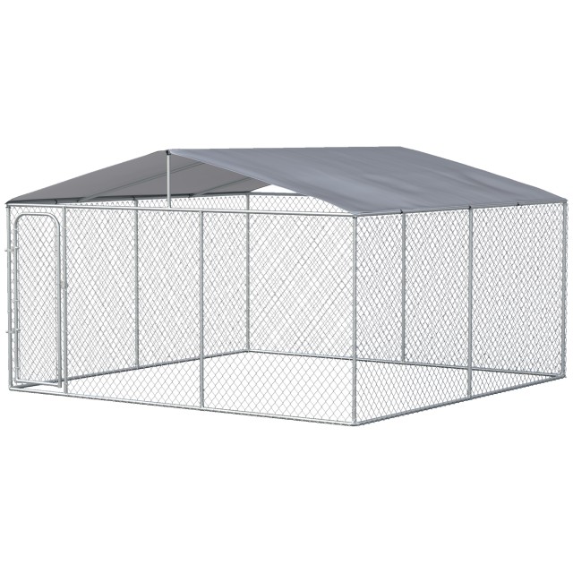 PawHut Metal Dog Kennel με υφασμάτινο κουβούκλιο Oxford και πόρτα με κλειδαριά, 400x230x232 cm D02-049V04SR