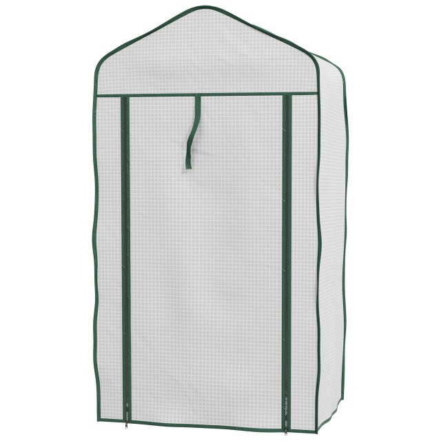 Outsunny Mini Garden Greenhouse με κάλυμμα PE, 3 ράφια και ρολό, 59x39x127cm, λευκό 84H-069V01WT