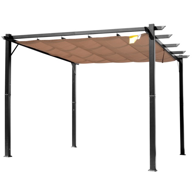 Outsunny Gazebo Garden Pergola 3X4m Συρόμενο πανί σε αδιάβροχη κατασκευή από πολυεστέρα και αλουμίνιο