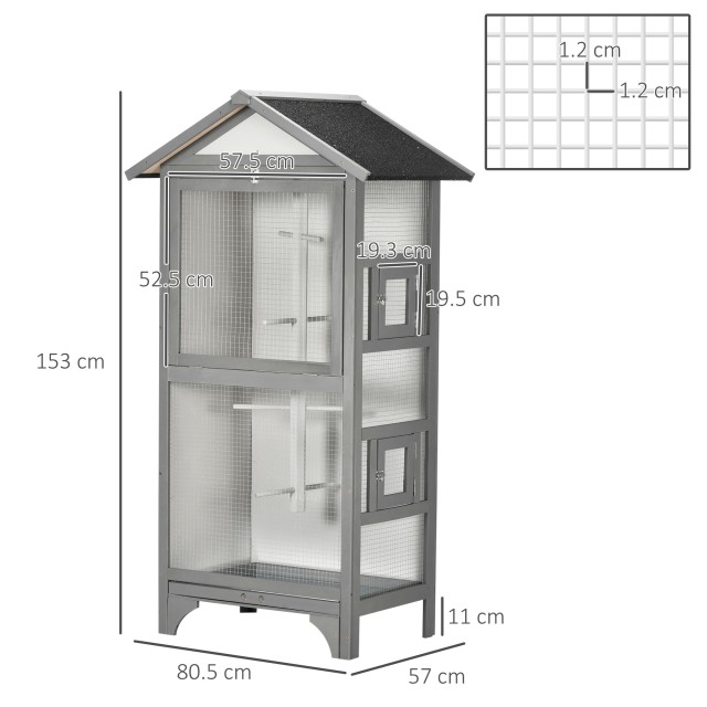 PawHut Spruce Outdoor Bird Aviary, 80,5x57x158,5cm, Ανοιχτό Γκρι